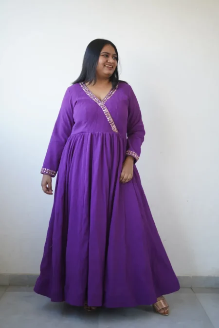 Majestic Purple Flared Anarkali Dress